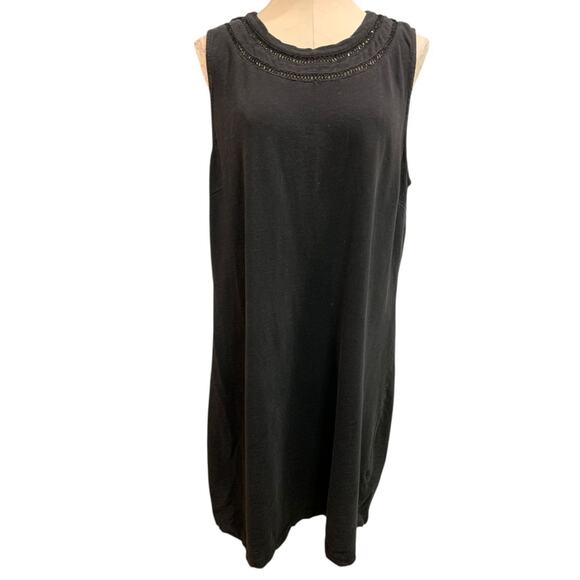 XL Talbots Shift Dress Sleeveless Black Knit Cotton - Picture 2 of 8